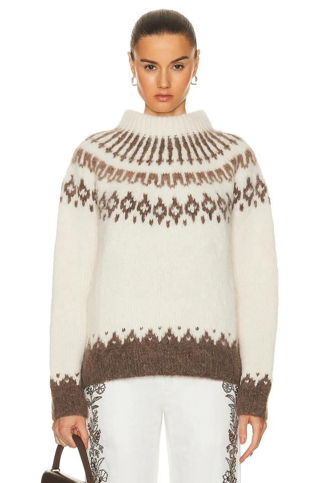 BODE Branch Yoke Sweater in Ecru - Cream. Size XXS (also in L). Product Image