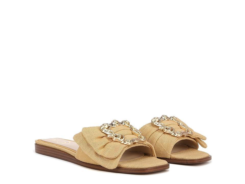 Sam Edelman Ivana Linen Buckle Detail Square Toe Flat Slide Sandals Product Image