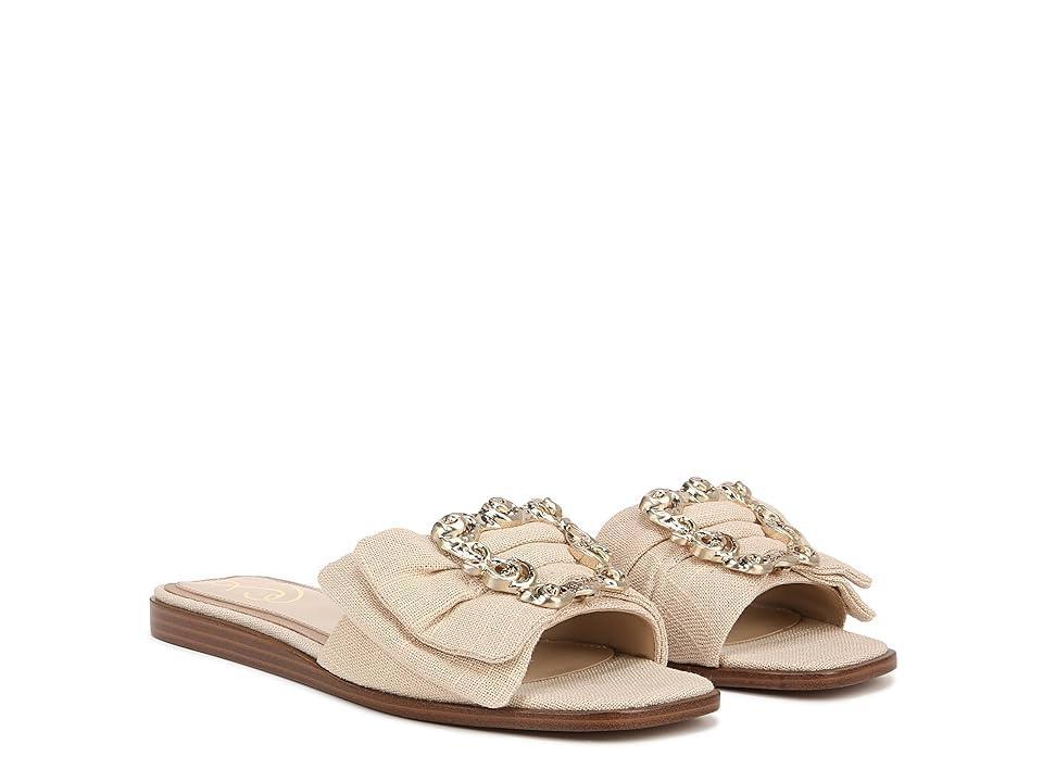 Sam Edelman Ivana Linen Buckle Detail Square Toe Flat Slide Sandals Product Image