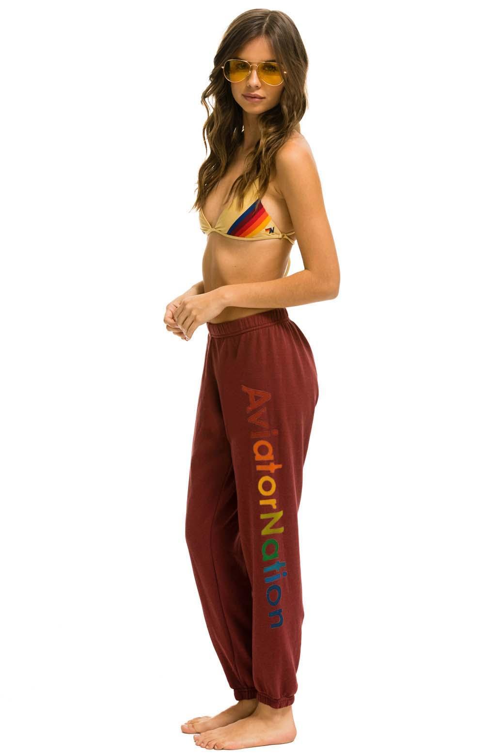 AVIATOR NATION NASHVILLE SWEATPANTS - CLARET Female Product Image