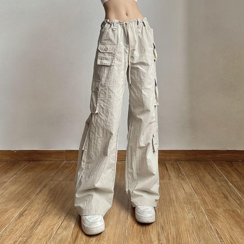 Low Rise Wide Leg Cargo Pants Product Image