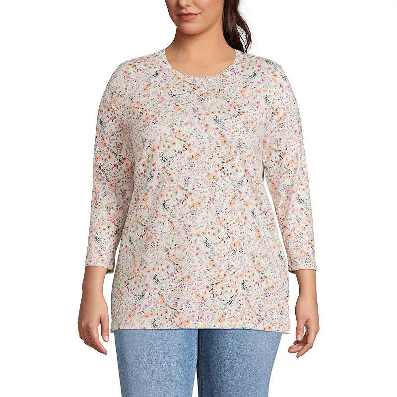 Plus Size Lands End Supima Cotton Relaxed Fit Crewneck Tunic, Womens Product Image