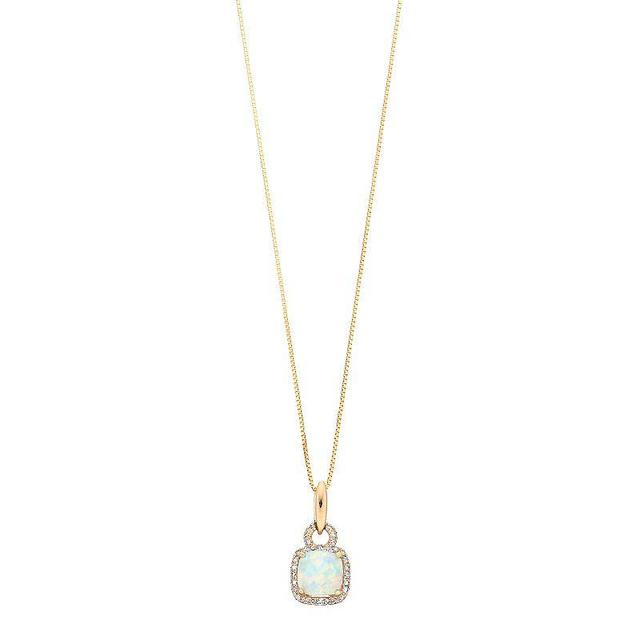 Gemminded 10k Gold Opal 1/10 Carat T.W. Diamond Pendant Necklace, Womens White Product Image