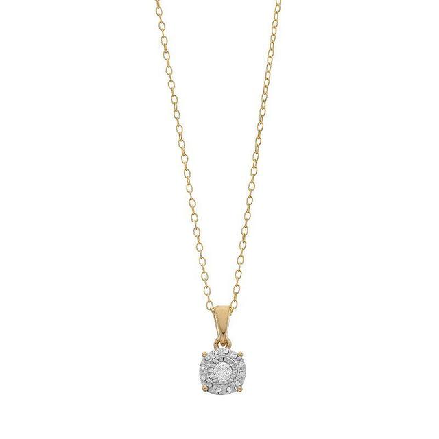 Diamond Brilliance 1/10 Carat T.W. Diamond Composite Round Pendant Necklace, Womens Gold Tone Product Image