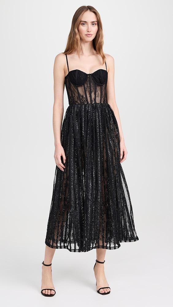 PatBO Metallic Tulle Bustier Midi Dress | Shopbop Product Image