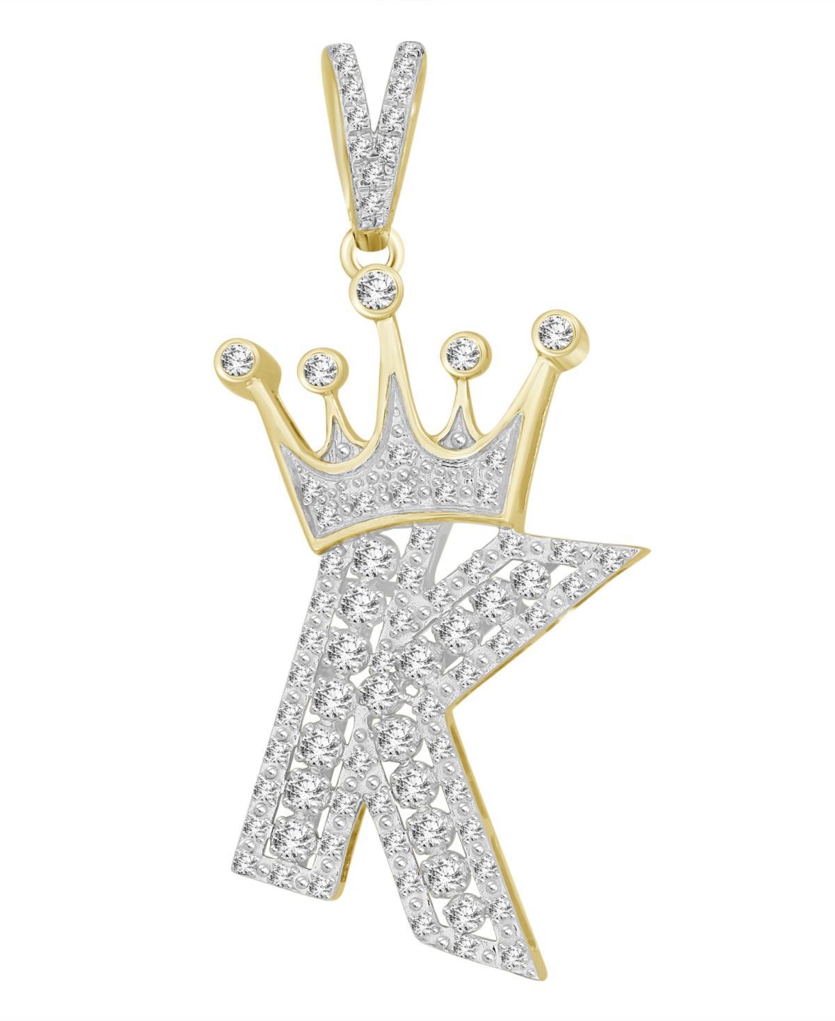 Mens Diamond (3/8 ct.t.w.) Crowned Initial Pendant in 10k Gold - P Product Image