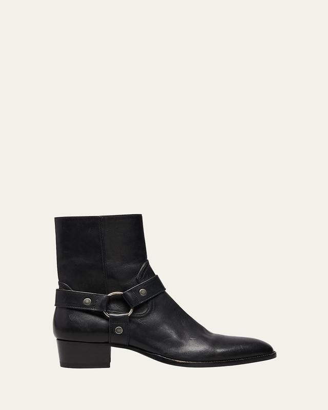 Saint Laurent Mens Wyatt Leather Harness Boots Product Image