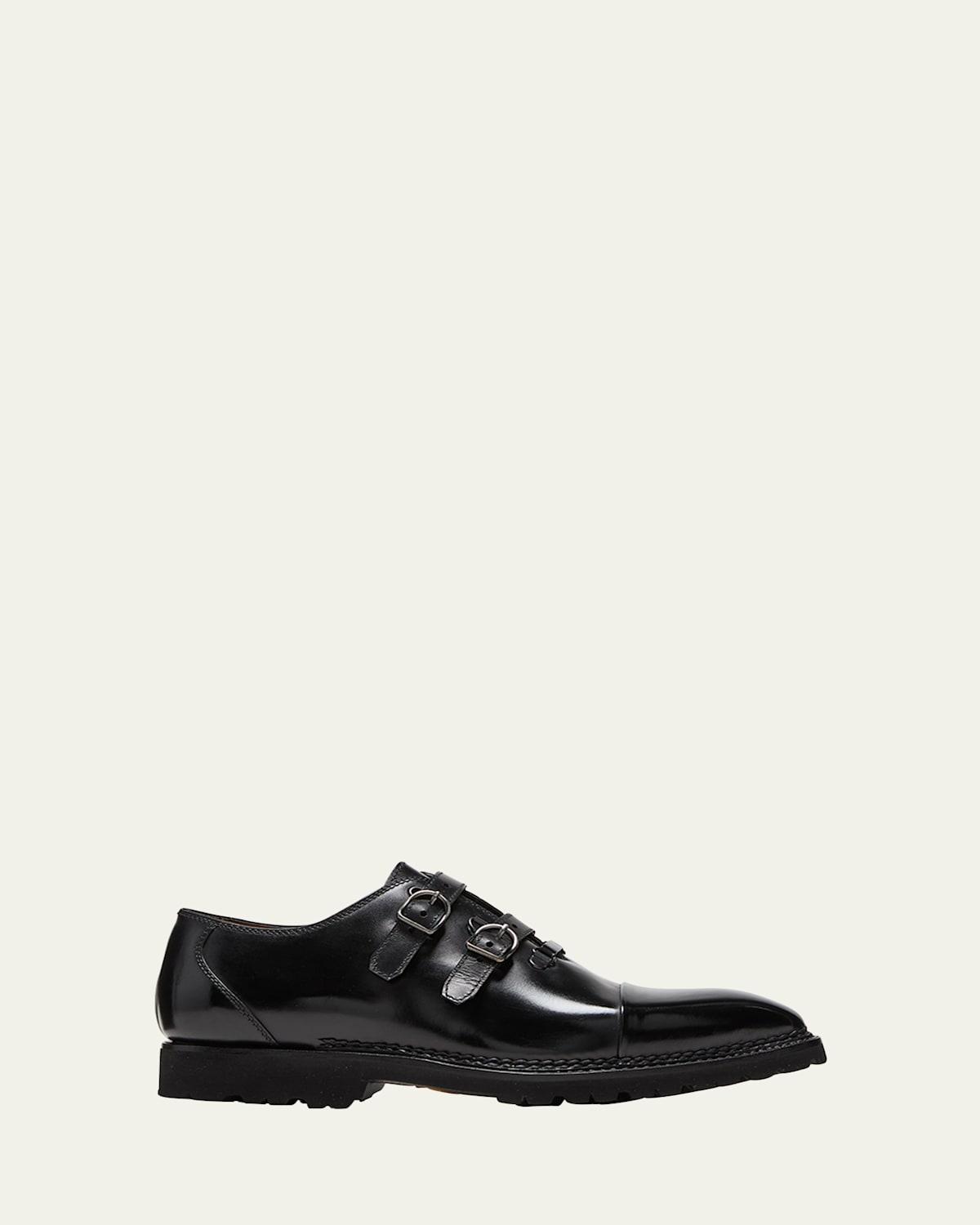 Mens Equilibre Leather Double Monk Strap Loafers Product Image