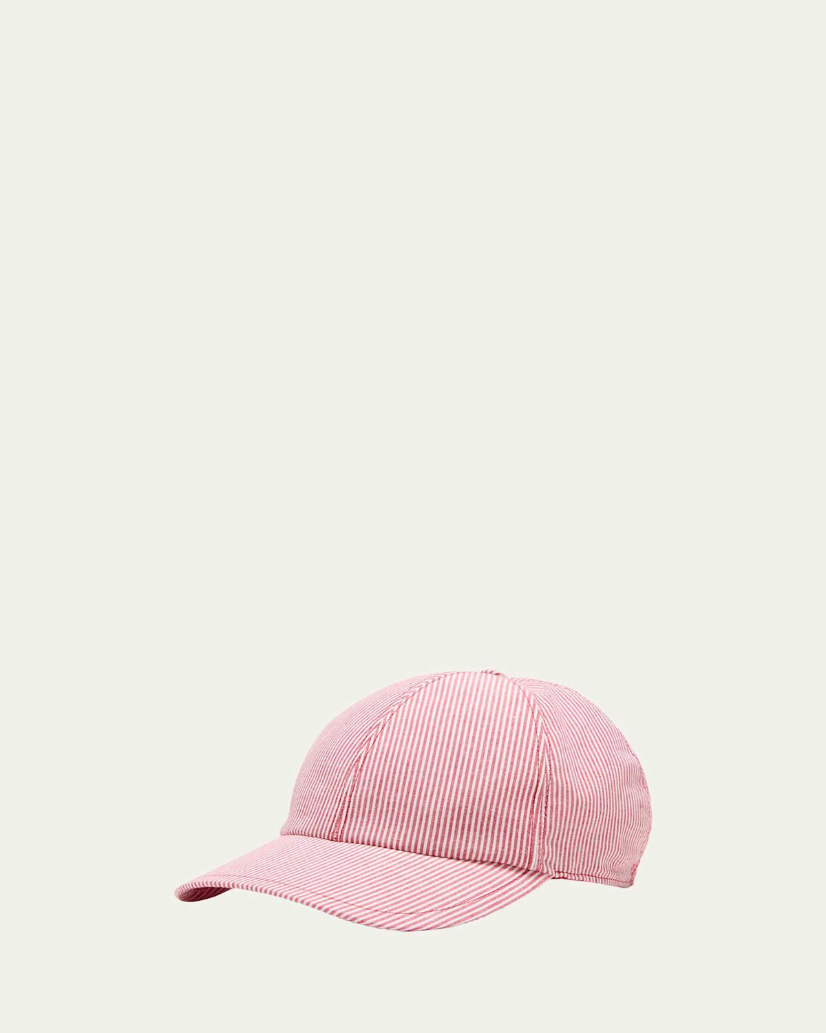 Mens Striped Cotton Baseball Cap Product Image