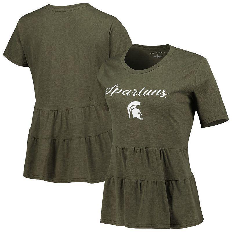 Womens Olive Michigan State Spartans Willow Ruffle-Bottom T-Shirt Product Image