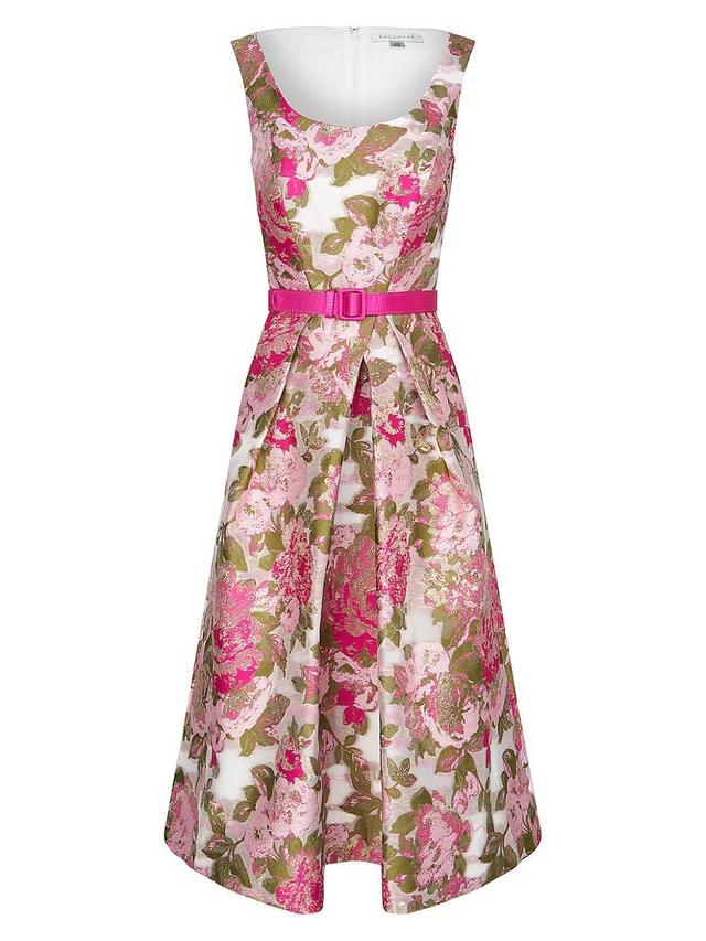 Womens Miriam Floral Jacquard Belted Midi-Dress Product Image