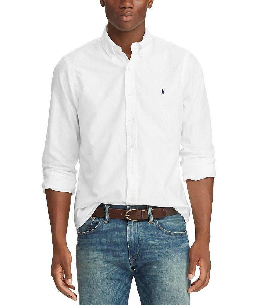 Polo Ralph Lauren Solid Garment-Dye Oxford Classic Fit Long Sleeve Woven Shirt Product Image