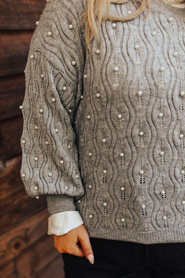 Chilly Wind Embellished Knit Sweater In Grey Curves Product Image