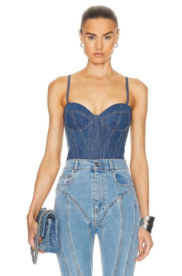 fleur du mal Denim Bustier in Blue Product Image