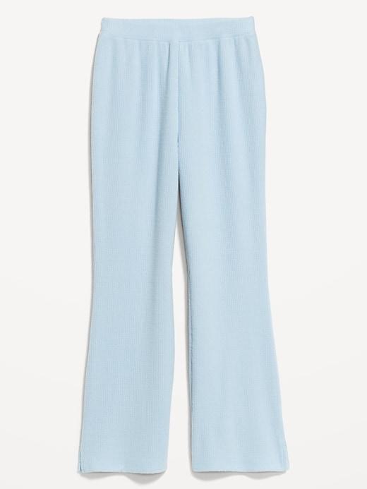 High-Waisted Ribbed Crop Flare Lounge Pants Product Image