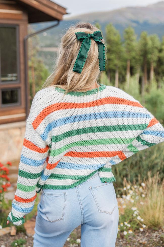 Easy Aspirations Green Multi Stripe Sweater Product Image