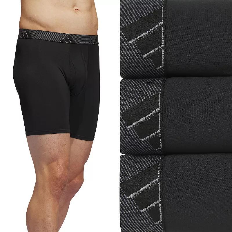 adidas Athletic Fit Microfiber Boxer Brief Underwear 3-Pack Onix Grey/Black) Men's Underwear Product Image