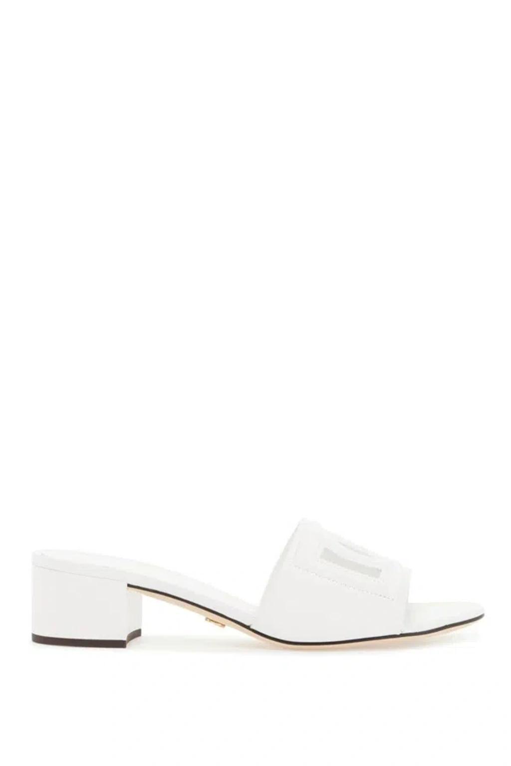 DOLCE & GABBANA Dolce  Gabbana Cut-out Logo Detailed Slides In White Product Image