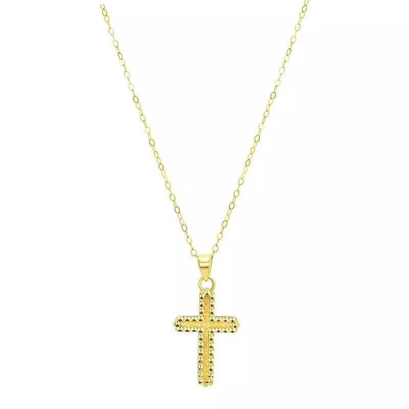 Forever 14K 14k Gold Diamond-Cut Cross Pendant Necklace, Womens Product Image