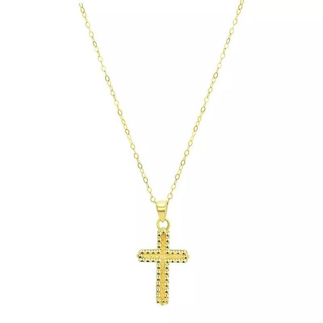 Forever 14K 14k Gold Diamond-Cut Cross Pendant Necklace, Womens Product Image