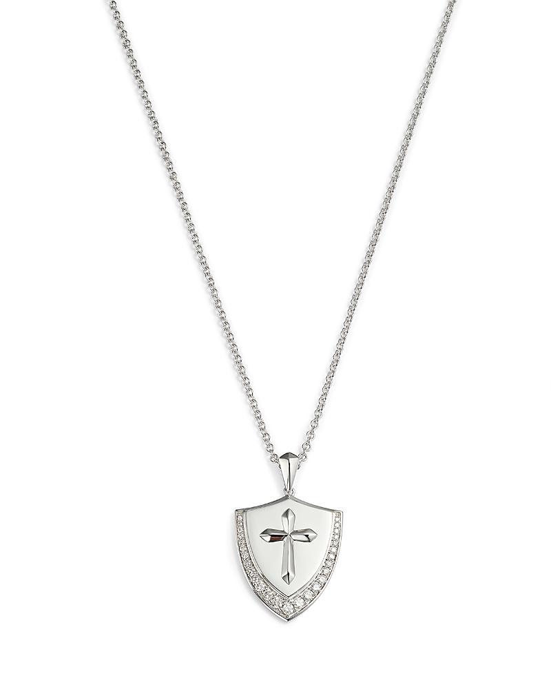 Bloomingdales Mens Diamond Cross Shield Pendant Necklace in 14K White Gold, 0.50 ct. t.w. - 100% Exclusive Product Image