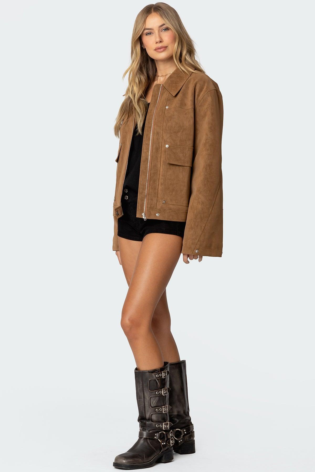 Annabelle Oversized Faux Suede Jacket Product Image