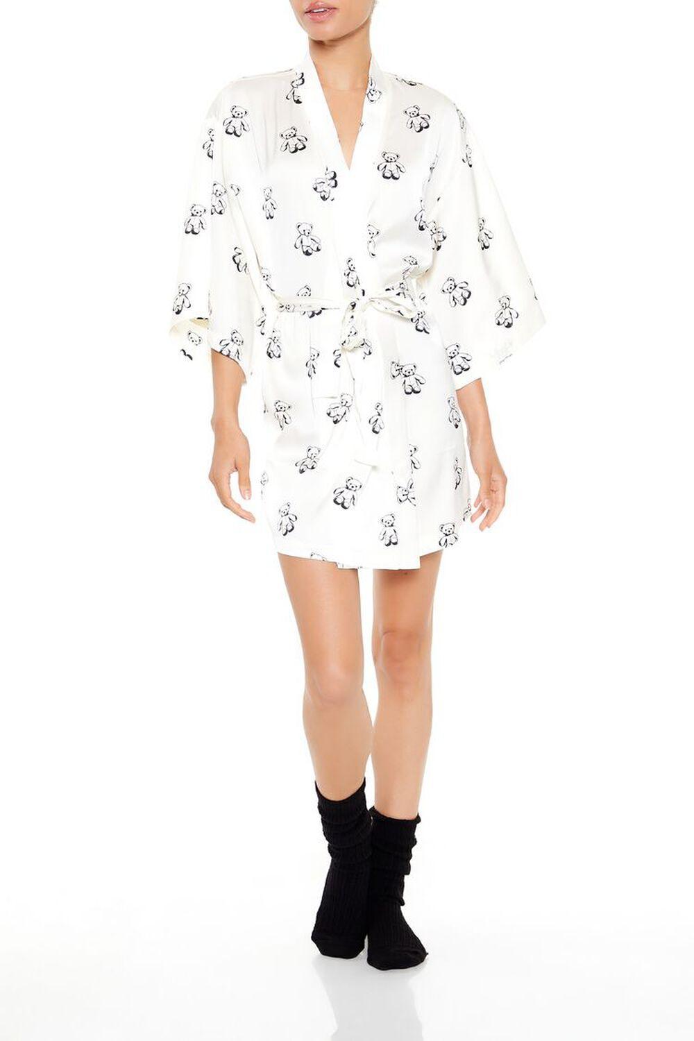 Teddy Bear Print Tie-Waist Robe | Forever 21 Product Image