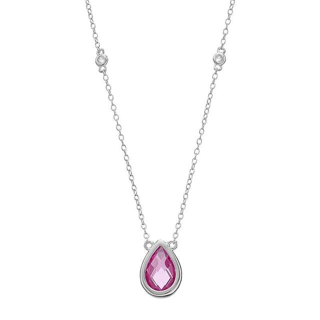 Gemminded Sterling Silver Lab-Created Opal & White Topaz Teardrop Necklace, Womens Product Image