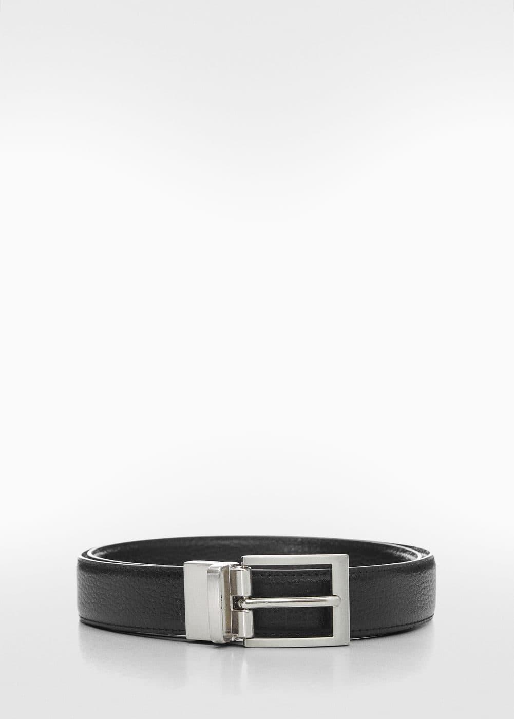 MANGO MAN - Pebbled leather belt blackMen Product Image