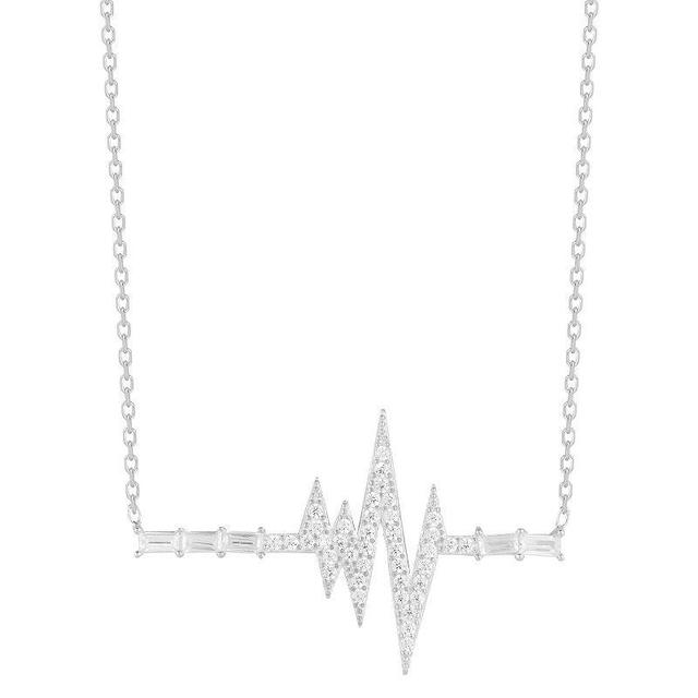 Sunkissed Sterling Sterling Silver Cubic Zirconia Heartbeat Necklace, Womens Silver Tone Product Image