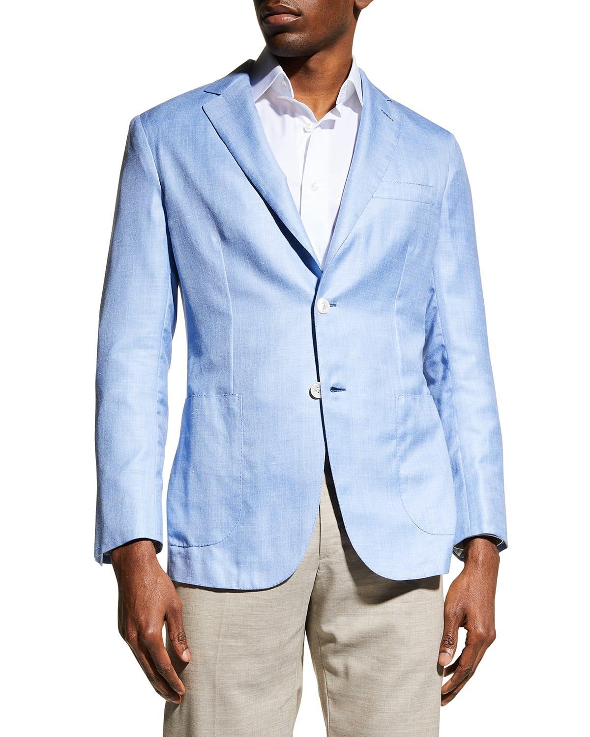 Brioni Men's Soft Cashmere-Blend Sport Jacket  - SKY BLUE - Size: 50R EU (40R US) Product Image