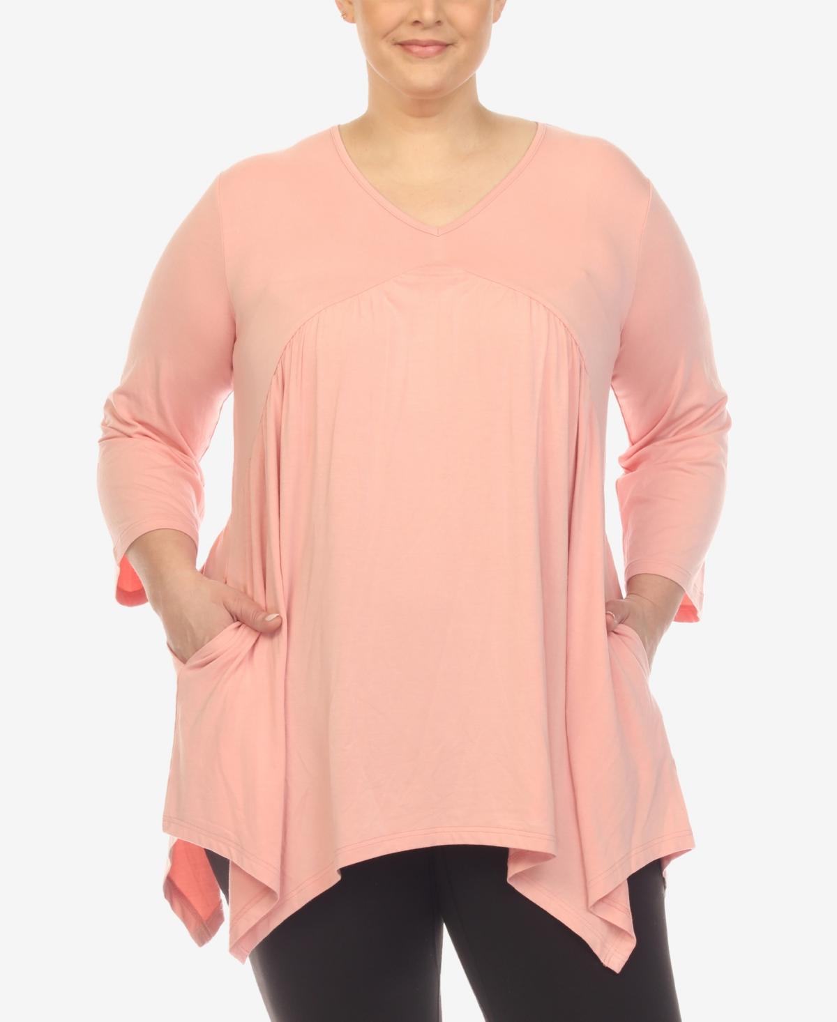 White Mark Plus Size Empire Cut V-neck Tunic Top Product Image