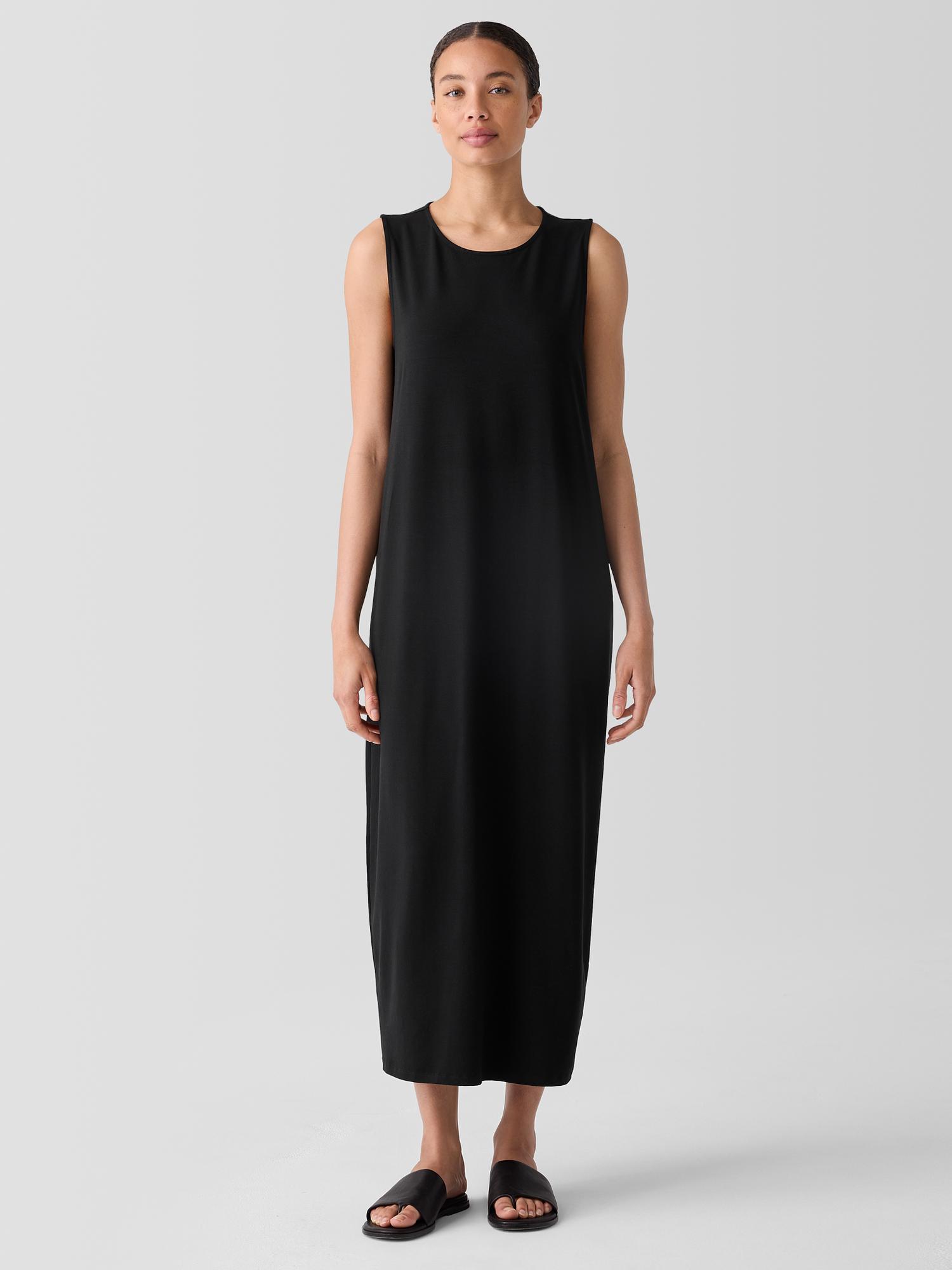 EILEEN FISHER Stretch Jersey Knit Round Neck Dressfemale Product Image