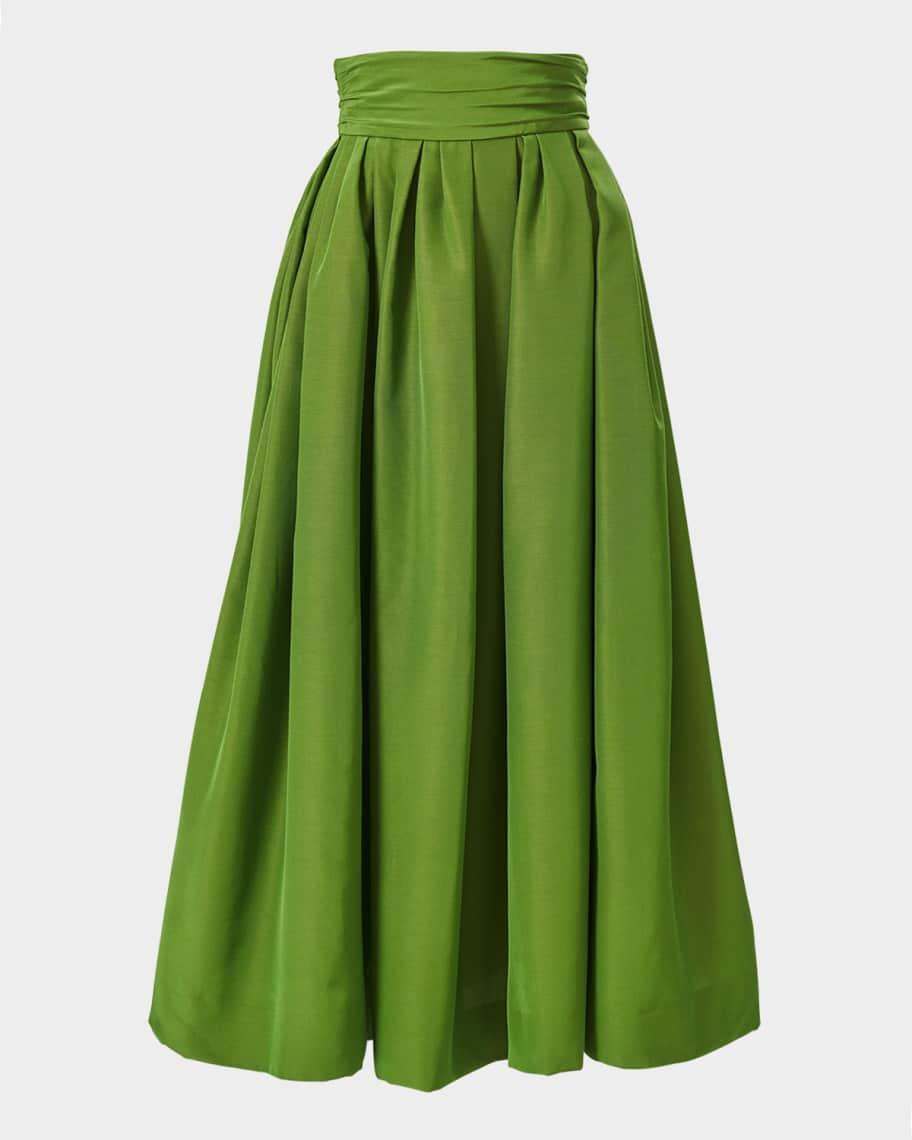 Cummerbund-Waist Pleated Midi Skirt product image