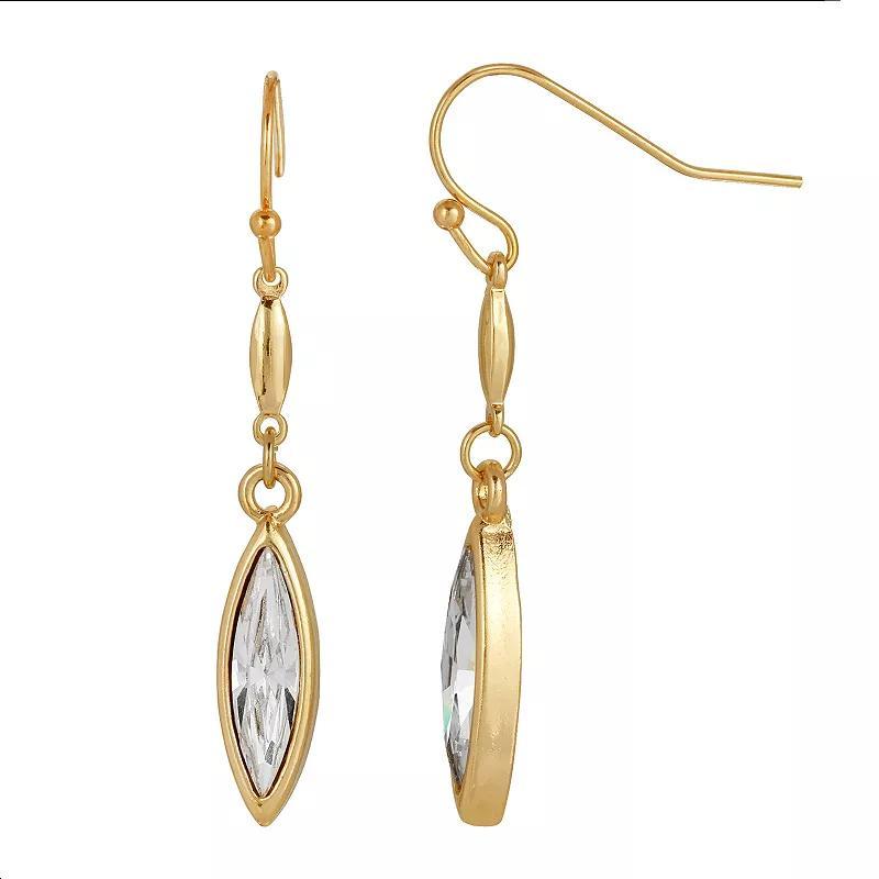 1928 Gold Tone Crystal Navette Drop Earrings, Womens, Clear Product Image