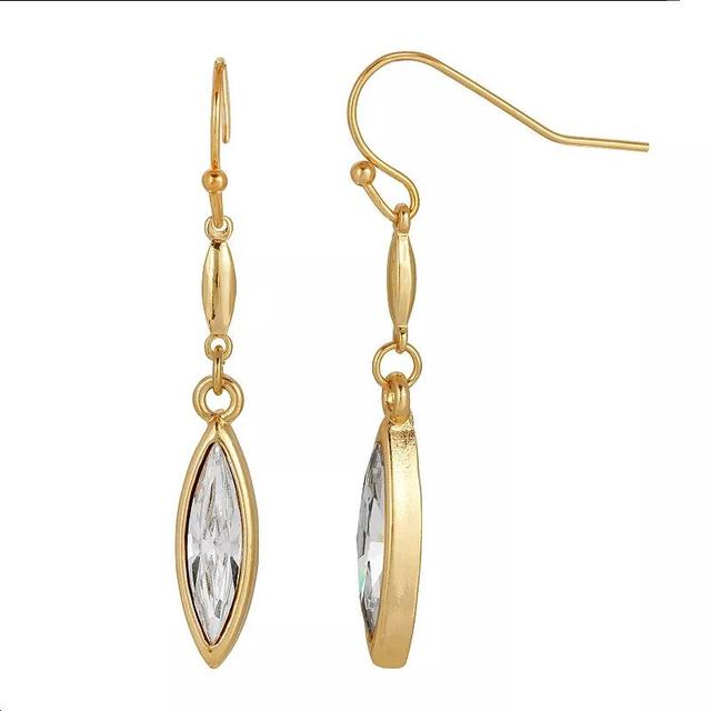 1928 Gold Tone Crystal Navette Drop Earrings, Womens, Multicolor Product Image