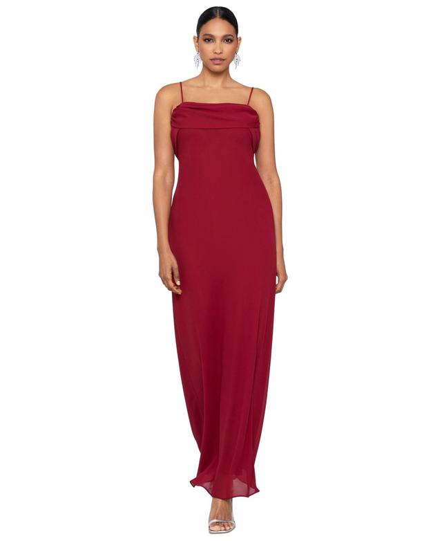 Betsy & Adam Womens Draped-Back Spaghetti-Strap Gown Product Image