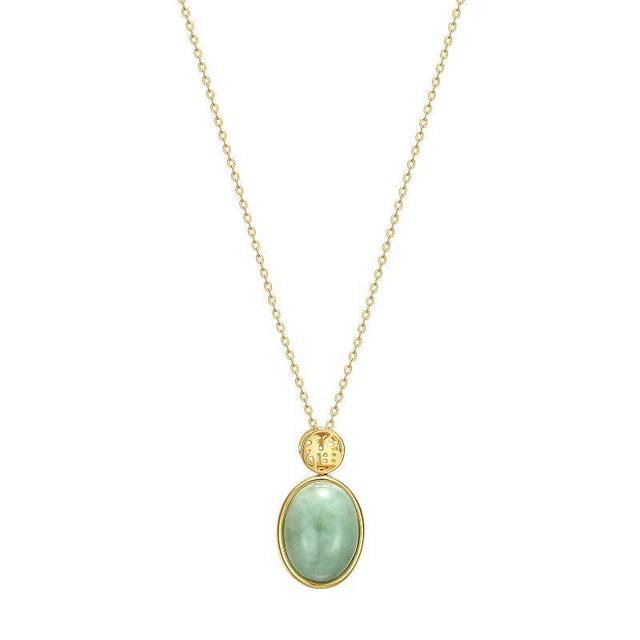 Dynasty Jade 18k Gold Over Sterling Silver Good Fortune Green Jade Pendant Necklace, Womens Product Image