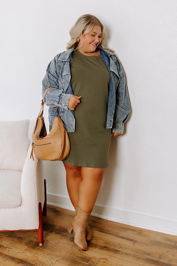 Casual Couture Mini Dress in Olive Curves Product Image