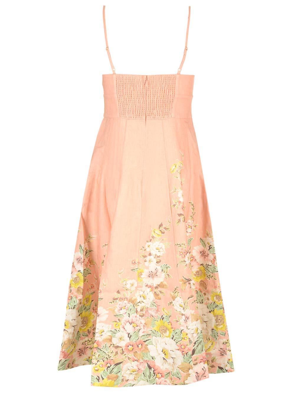 Matchmaker Floral Linen Midi Dress In Buff Coral Floral Product Image