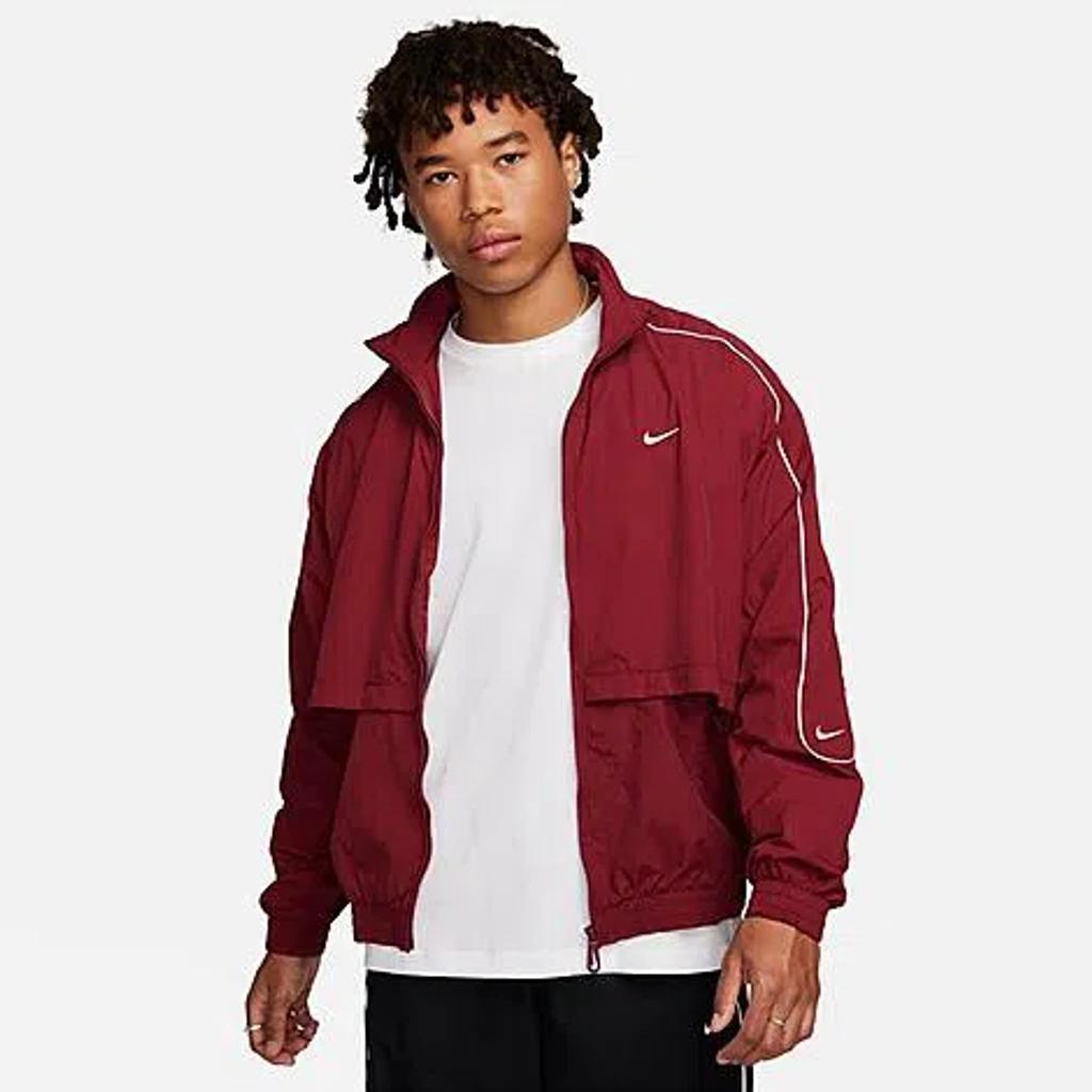 Men's Sportswear Solo Swoosh Woven Track Jacket In Team Red/white Product Image