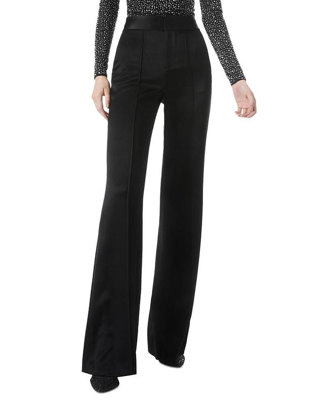 Dylan High Waisted Wide Leg Pants In Black Satin Waistband Product Image