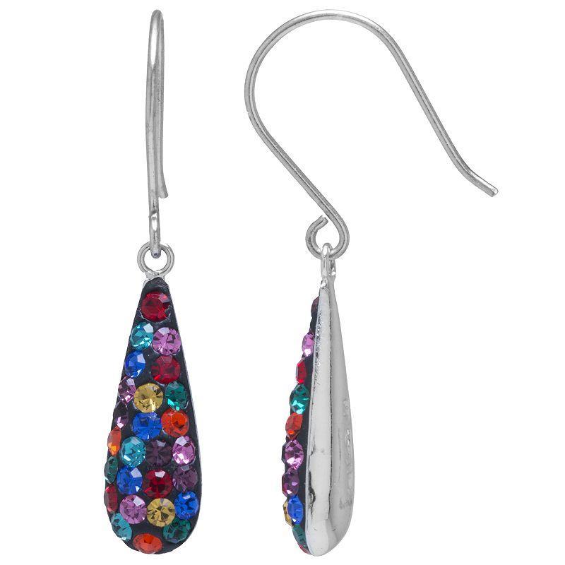 Main and Sterling Sterling Silver Crystal Tear Drop Earrings, Womens, Multicolor Product Image