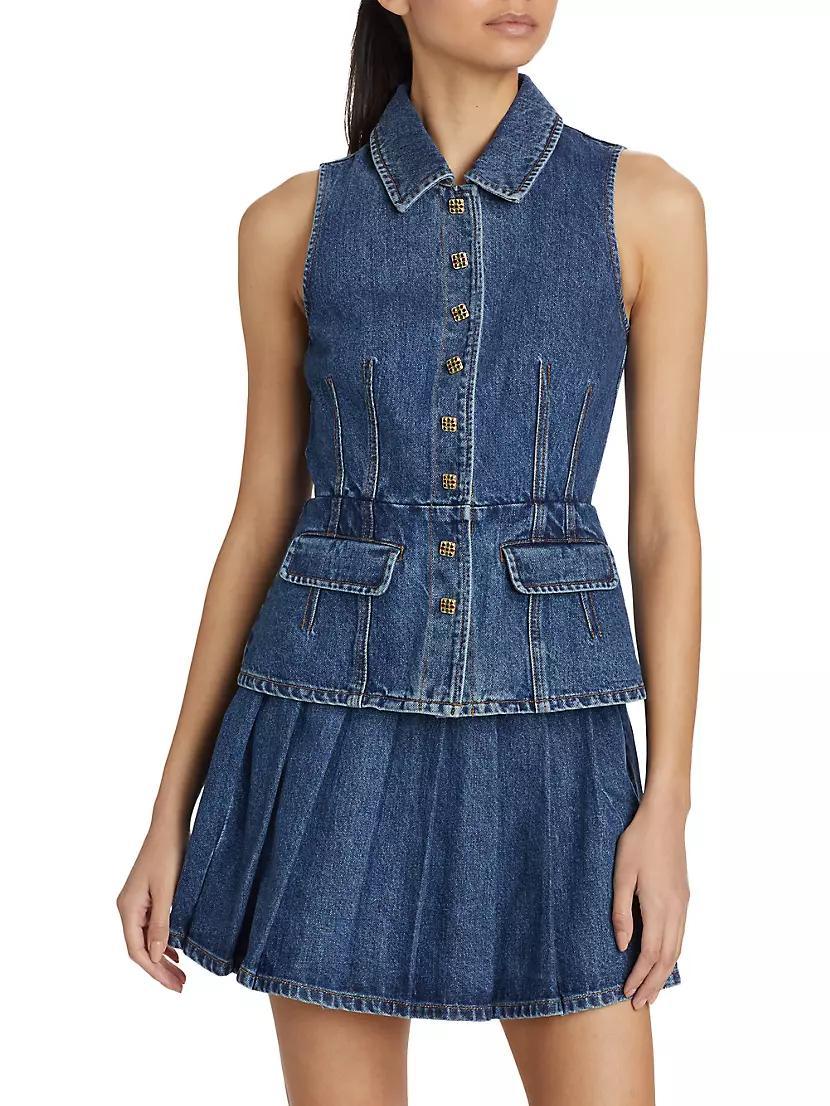 Tailored Denim Peplum Minidress Product Image