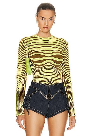 Jean Paul Gaultier Morphing Stripes Long Sleeve Top in Yellow Product Image