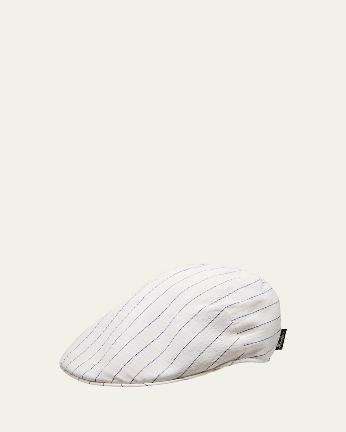 Mens Seersucker Stripe Flat Cap Product Image