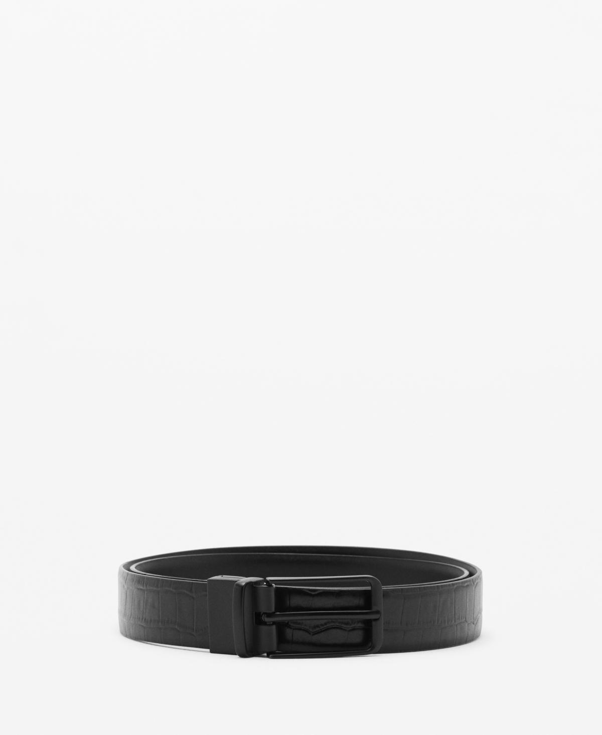 Mango Mens Croc-Effect Leather Belt Product Image