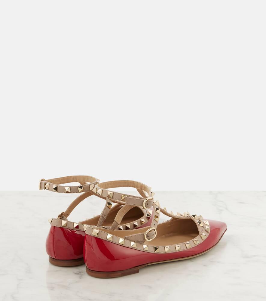 Rockstud Patent Leather Ballet Flats In Red Product Image