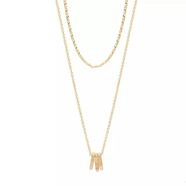 LC Lauren Conrad Gold Tone Three Ring Pendant 2 Row Necklace, Womens, Clear Product Image