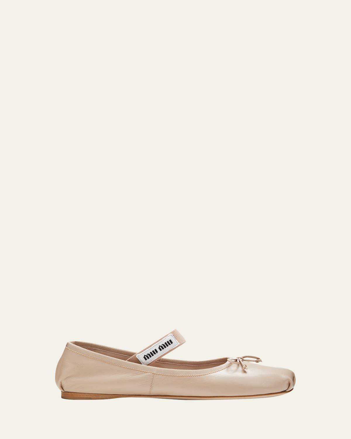 Miu Miu Lea Logo Ballerina Flat Product Image